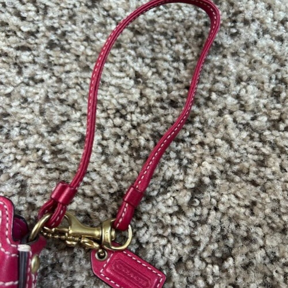 Hot Pink Coach Leather Wristlet - Picture 8 of 8